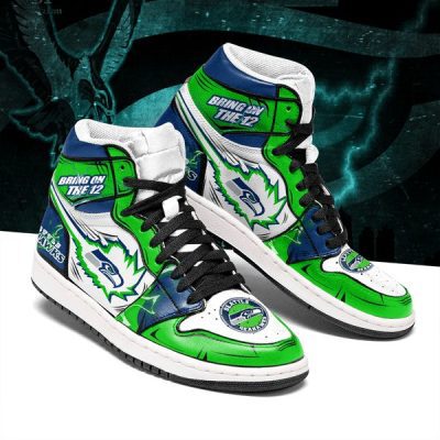 NFL Seattle Seahawks Green Navy Air Jordan 1 High Sneakers
