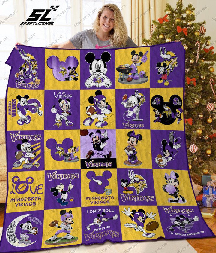 NFL Minnesota Vikings Mickey Quilt Blanket NFL Minnesota Vikings Mickey Quilt Blanket