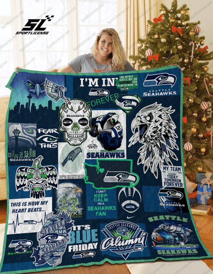 NFL Seattle Seahawks Navy Quilt Blanket NFL Seattle Seahawks Navy Quilt Blanket