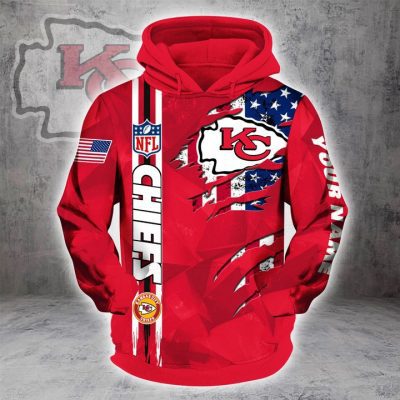NFL Kansas City Chiefs Custom Name Red Pullover Hoodie