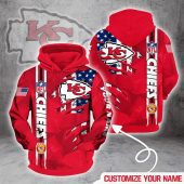 NFL Kansas City Chiefs Custom Name Red Pullover Hoodie