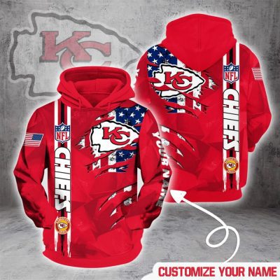 NFL Kansas City Chiefs Custom Name Red Pullover Hoodie