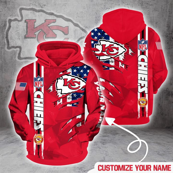 NFL Kansas City Chiefs Custom Name Red Pullover Hoodie NFL Kansas City Chiefs Custom Name Red Pullover Hoodie