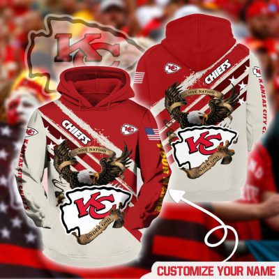 NFL Kansas City Chiefs Custom Name Red Cream Pullover Hoodie