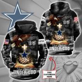 NFL Dallas Cowboys Custom Name One Nation Under God Pullover Hoodie V3