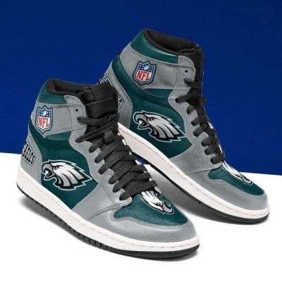 NFL Philadelphia Eagles Grey Green Air Jordan 1 High Sneakers