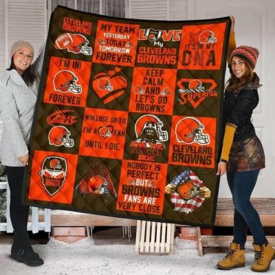 NFL Cleveland Browns Orange Quilt Blanket V4