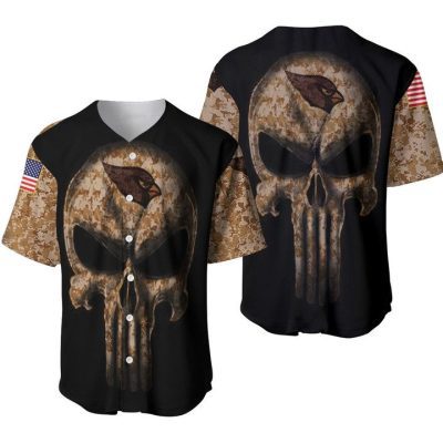 NFL Arizona Cardinals Punisher Skull Camo Baseball Jersey