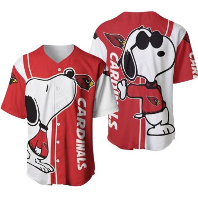 NFL Arizona Cardinals Snoopy Red White Baseball Jersey