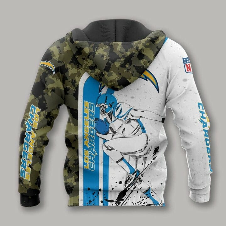 NFL Los Angeles Chargers White Blue Camo Pullover Hoodie NFL Los Angeles Chargers White Blue Camo Pullover Hoodie