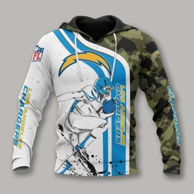NFL Los Angeles Chargers White Blue Camo Pullover Hoodie