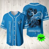 NFL Detroit Lions Custom Name Skull Blue Baseball Jersey