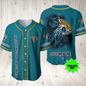 NFL Jacksonville Jaguars Custom Name Skull Teal Baseball Jersey