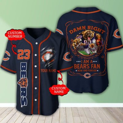 NFL Chicago Bears Custom Name Number Damn Right Baseball Jersey