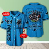 NFL Carolina Panthers Custom Name Number Blue Baseball Jersey V2
