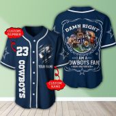 NFL Dallas Cowboys Custom Name Number Damn Right Baseball Jersey