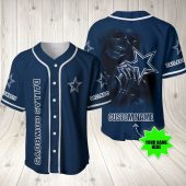 NFL Dallas Cowboys Custom Name Hades Navy Blue Baseball Jersey