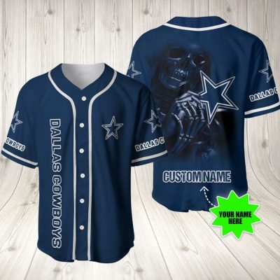 NFL Dallas Cowboys Custom Name Hades Navy Blue Baseball Jersey