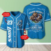 NFL Detroit Lions Custom Name Number Blue Baseball Jersey