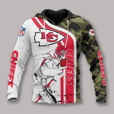 NFL Kansas City Chiefs White Red Camo Pullover Hoodie