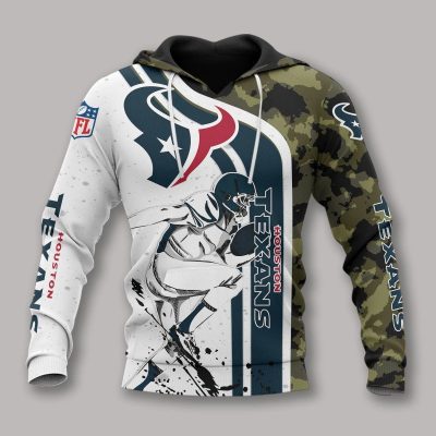 NFL Houston Texans White Blue Camo Pullover Hoodie