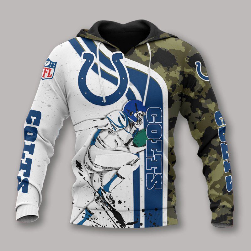 NFL Indianapolis Colts White Blue Camo Pullover Hoodie NFL Indianapolis Colts White Blue Camo Pullover Hoodie