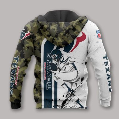 NFL Houston Texans White Blue Camo Pullover Hoodie