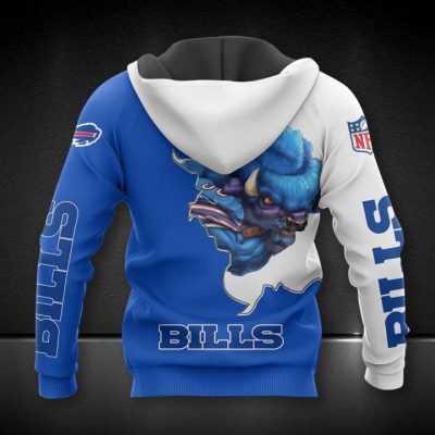NFL Buffalo Bills White Blue Mascot Pullover Hoodie