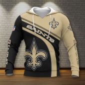 NFL New Orleans Saints Black Golden Logo Right Pullover Hoodie