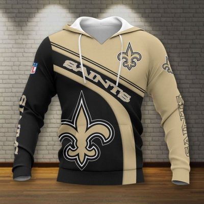 NFL New Orleans Saints Black Golden Logo Right Pullover Hoodie