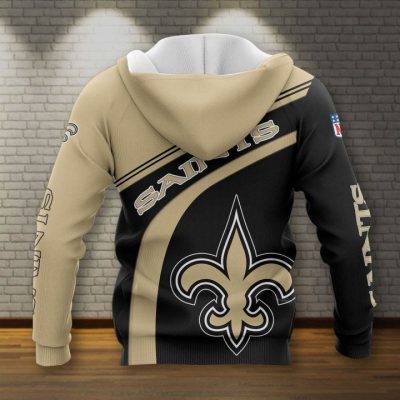 NFL New Orleans Saints Black Golden Logo Right Pullover Hoodie