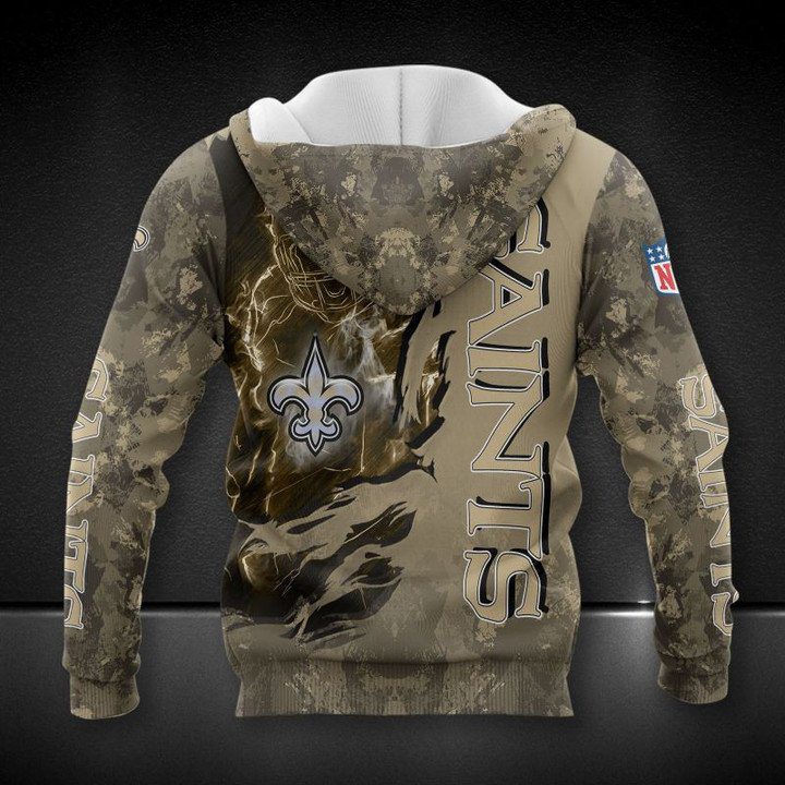 NFL New Orleans Saints Golden Camo Scratch Player Pullover Hoodie NFL New Orleans Saints Golden Camo Scratch Player Pullover Hoodie