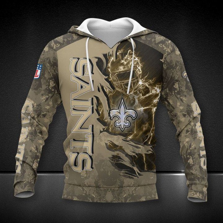 NFL New Orleans Saints Golden Camo Scratch Player Pullover Hoodie NFL New Orleans Saints Golden Camo Scratch Player Pullover Hoodie