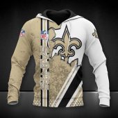 NFL New Orleans Saints Golden White Scratch Logo In Heart Pullover Hoodie