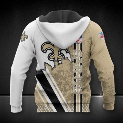 NFL New Orleans Saints Golden White Scratch Logo In Heart Pullover Hoodie