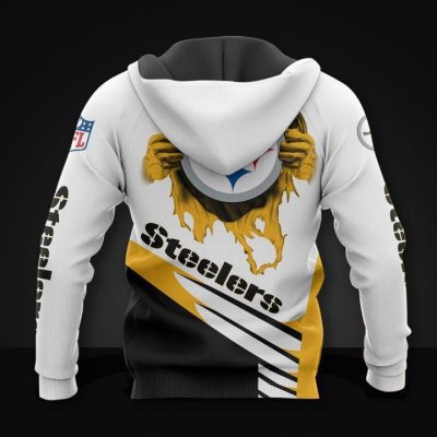 NFL Pittsburgh Steelers White Golden Logo Pullover Hoodie