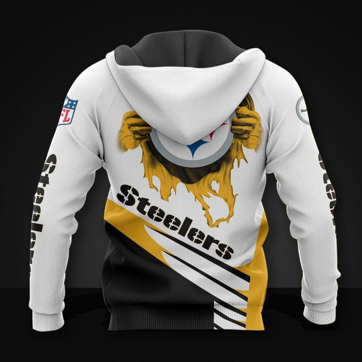 NFL Pittsburgh Steelers White Golden Logo Pullover Hoodie NFL Pittsburgh Steelers White Golden Logo Pullover Hoodie