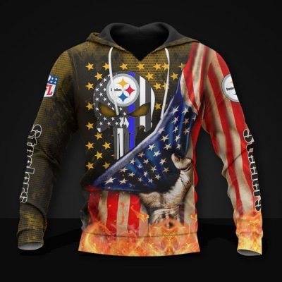 NFL Pittsburgh Steelers American Flag Pullover Hoodie V2