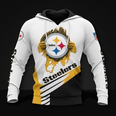 NFL Pittsburgh Steelers White Golden Logo Pullover Hoodie