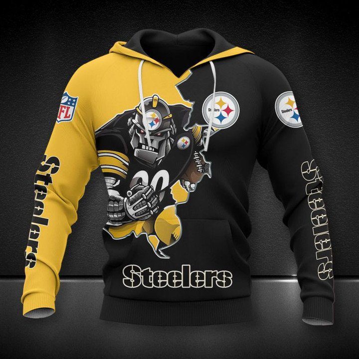 NFL Pittsburgh Steelers Black Golden Pullover Hoodie V2 NFL Pittsburgh Steelers Black Golden Pullover Hoodie V2
