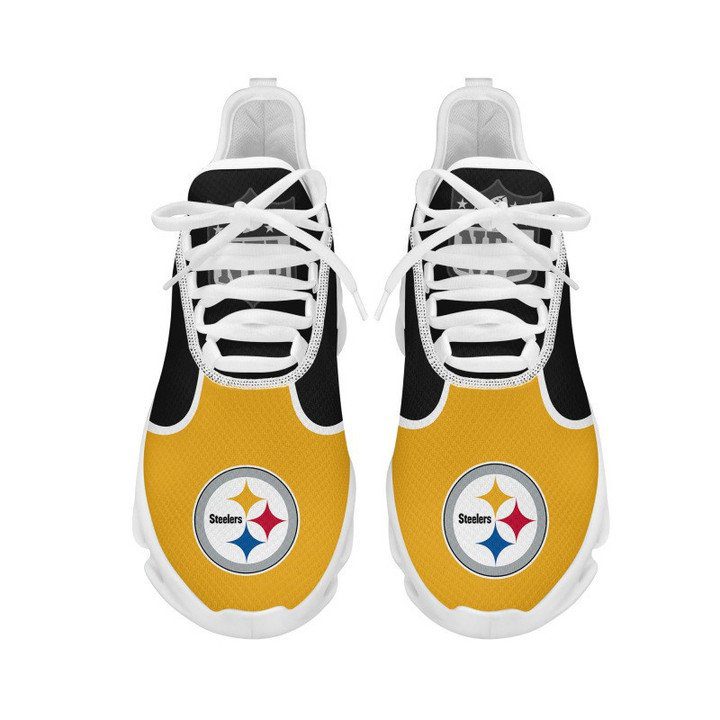 NFL Pittsburgh Steelers Golden Black Logo Sneakers Max Soul Shoes NFL Pittsburgh Steelers Golden Black Logo Sneakers Max Soul Shoes
