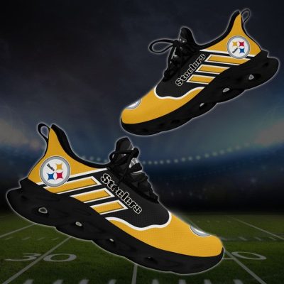 NFL Pittsburgh Steelers Golden Black Logo Sneakers Max Soul Shoes