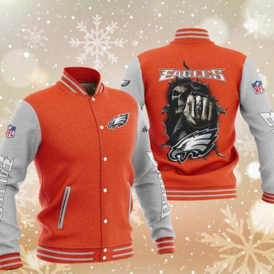 NFL Philadelphia Eagles Orange Skull Hawaiian Shirt