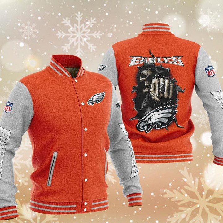 NFL Philadelphia Eagles Orange Skull Hawaiian Shirt NFL Philadelphia Eagles Orange Skull Hawaiian Shirt