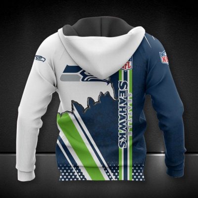 NFL Seattle Seahawks Navy White Pullover Hoodie