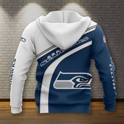NFL Seattle Seahawks Navy White Pullover Hoodie V2