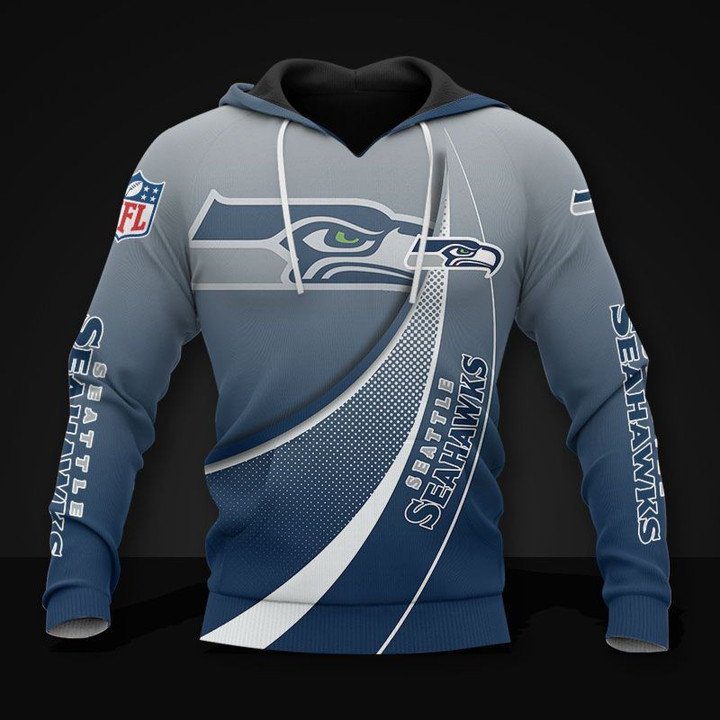 NFL Seattle Seahawks Navy Grey Pullover Hoodie NFL Seattle Seahawks Navy Grey Pullover Hoodie