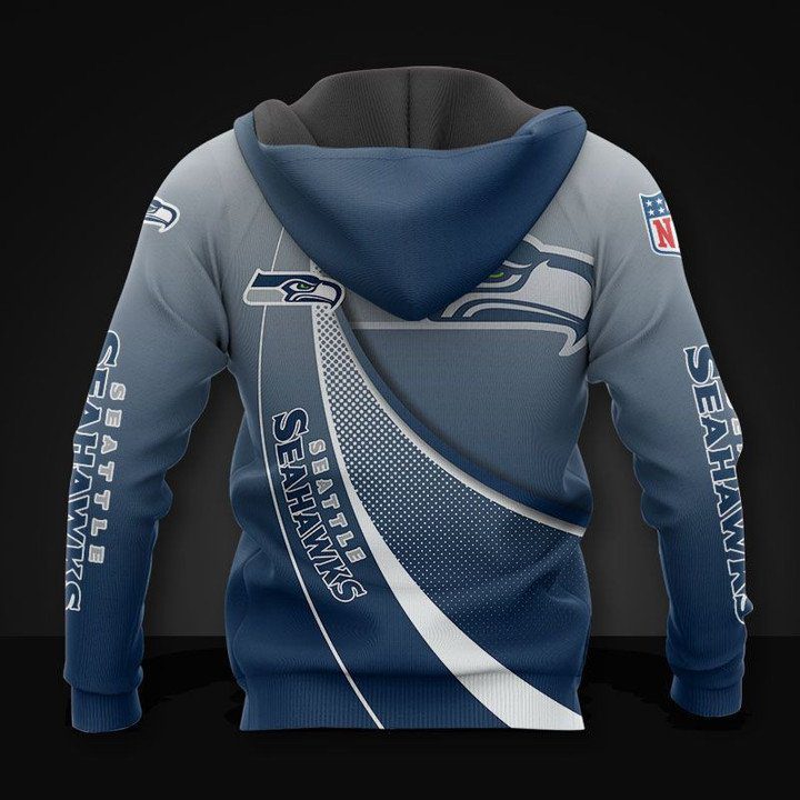 NFL Seattle Seahawks Navy Grey Pullover Hoodie NFL Seattle Seahawks Navy Grey Pullover Hoodie