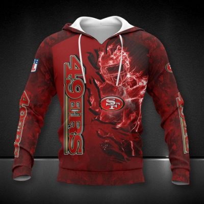 NFL San Francisco 49ers Red Scratch Fire Player Pullover Hoodie