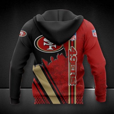 NFL San Francisco 49ers Red Black Logo In Heart Pullover Hoodie